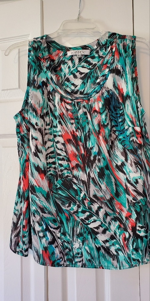 Kasper Blouse/Top/Green/Black/Gray/Coral